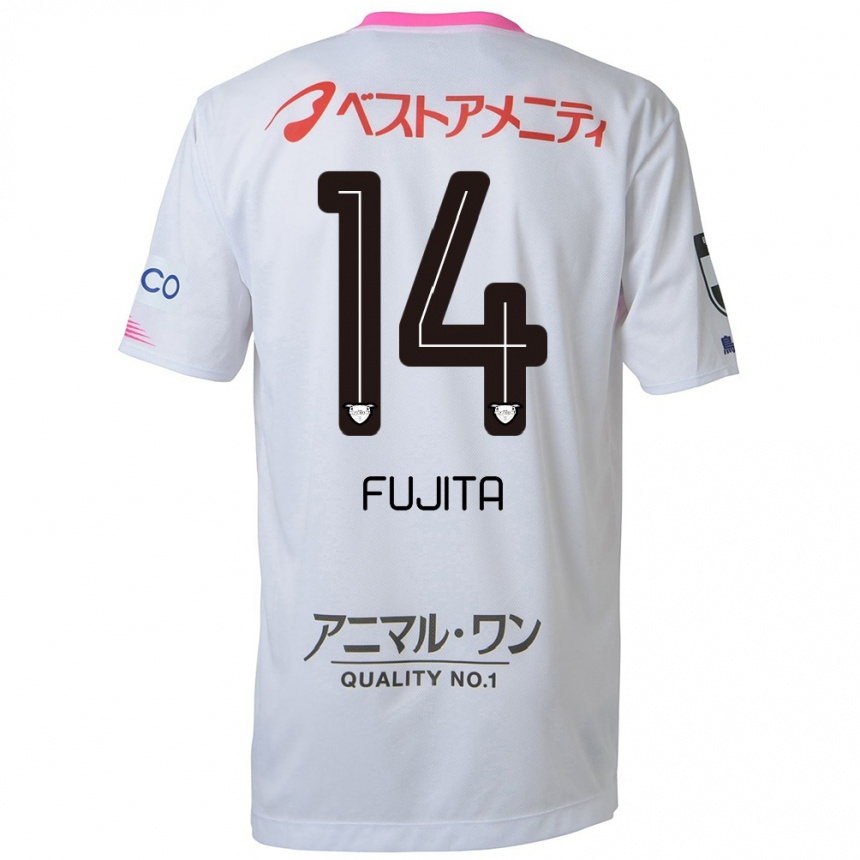 Niño Fútbol Camiseta Naoyuki Fujita #14 Blanco Azul Rosa 2ª Equipación 2024/25 Argentina