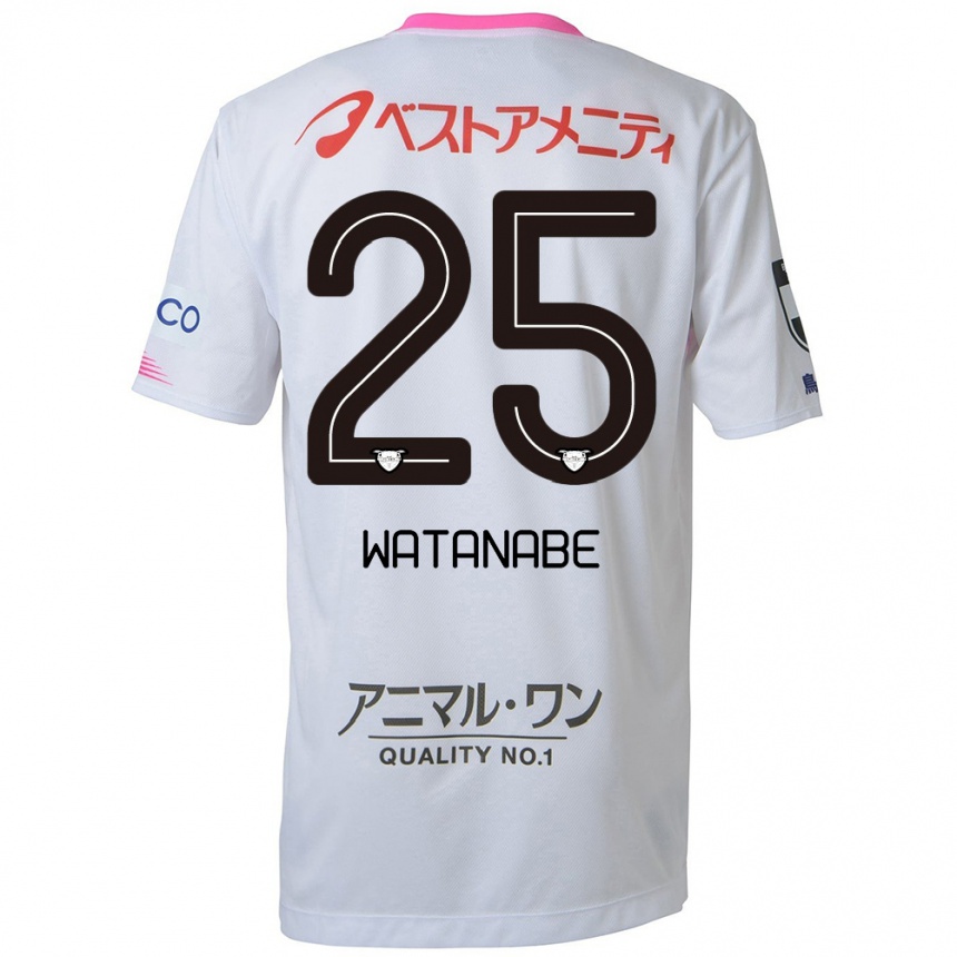 Niño Fútbol Camiseta Ryohei Watanabe #25 Blanco Azul Rosa 2ª Equipación 2024/25 Argentina