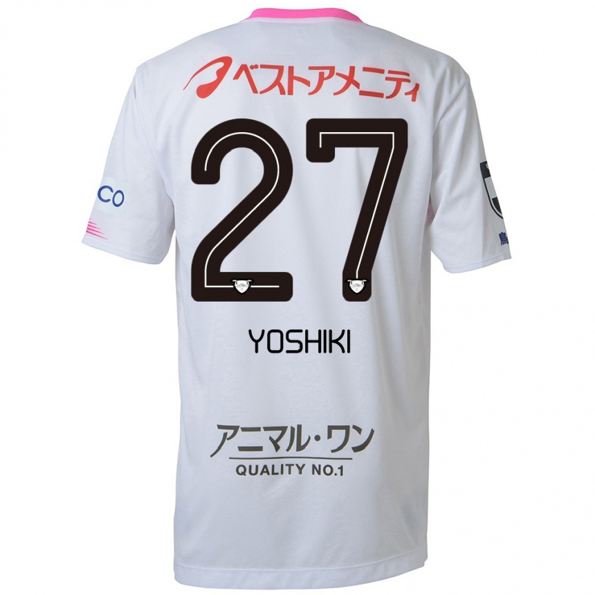 Niño Fútbol Camiseta Yoshiki Narahara #27 Blanco Azul Rosa 2ª Equipación 2024/25 Argentina