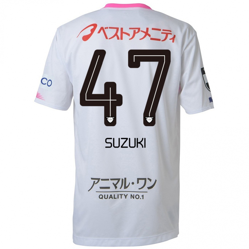 Niño Fútbol Camiseta Daichi Suzuki #47 Blanco Azul Rosa 2ª Equipación 2024/25 Argentina