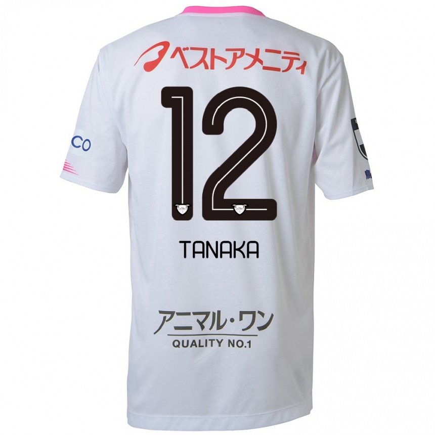 Niño Fútbol Camiseta Kosei Tanaka #12 Blanco Azul Rosa 2ª Equipación 2024/25 Argentina