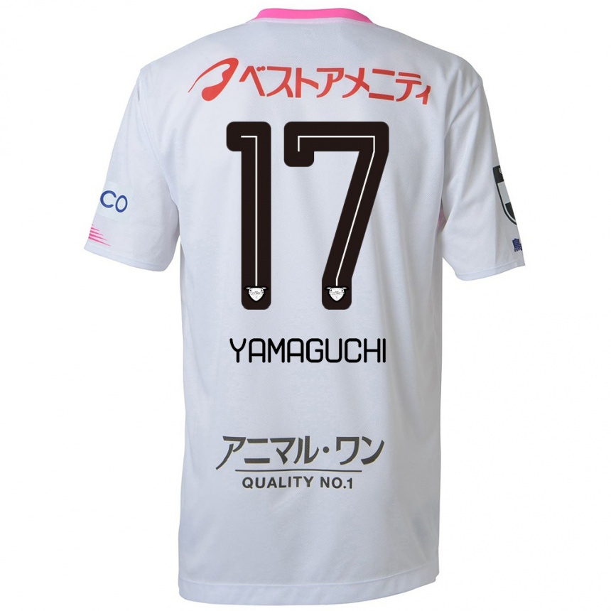 Niño Fútbol Camiseta Hikaru Yamaguchi #17 Blanco Azul Rosa 2ª Equipación 2024/25 Argentina