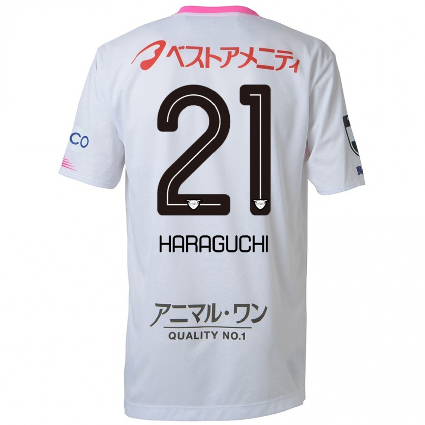 Niño Fútbol Camiseta Konosuke Haraguchi #21 Blanco Azul Rosa 2ª Equipación 2024/25 Argentina