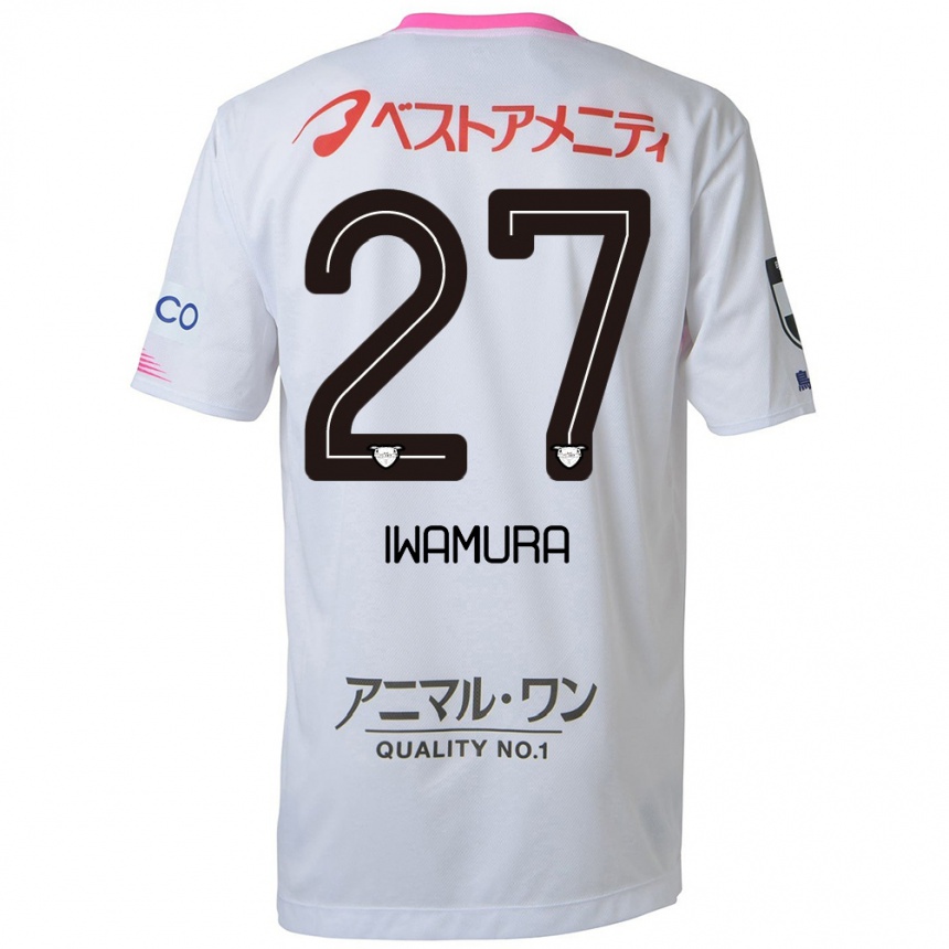 Niño Fútbol Camiseta Junnosuke Iwamura #27 Blanco Azul Rosa 2ª Equipación 2024/25 Argentina