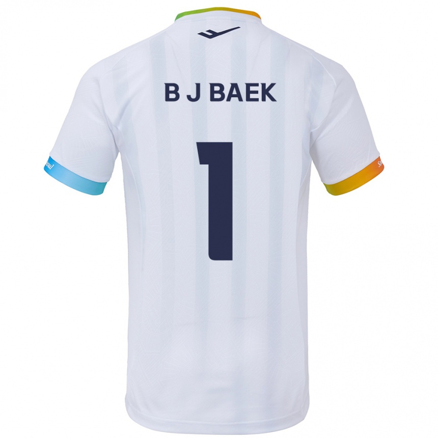 Niño Fútbol Camiseta Jong-Beom Baek #1 Blanco Azul 2ª Equipación 2024/25 Argentina