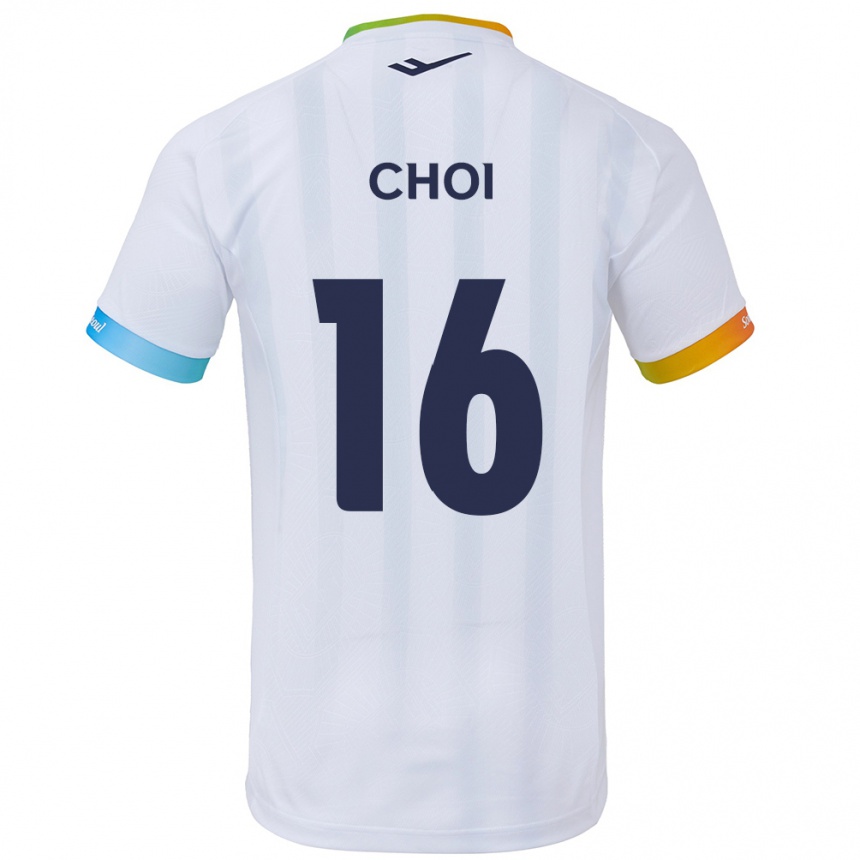 Niño Fútbol Camiseta Jun Choi #16 Blanco Azul 2ª Equipación 2024/25 Argentina