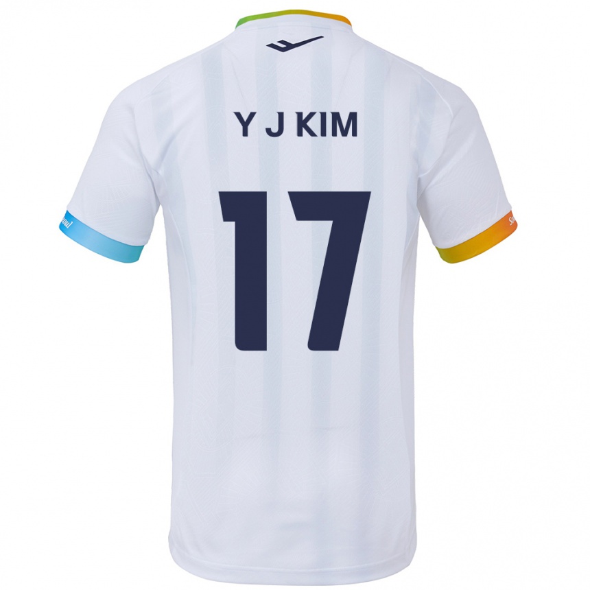 Niño Fútbol Camiseta Jin-Ya Kim #17 Blanco Azul 2ª Equipación 2024/25 Argentina