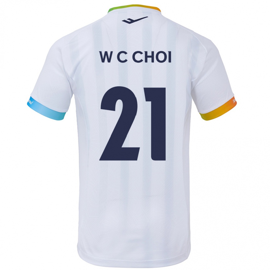 Niño Fútbol Camiseta Cheol-Won Choi #21 Blanco Azul 2ª Equipación 2024/25 Argentina