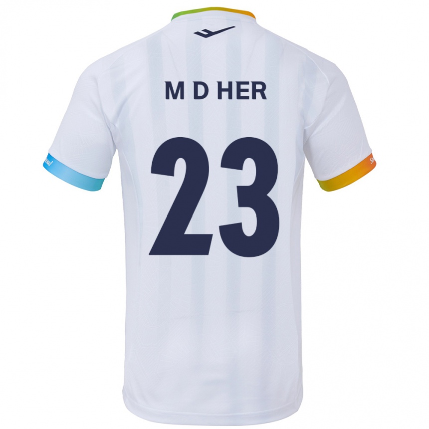 Niño Fútbol Camiseta Dong-Min Her #23 Blanco Azul 2ª Equipación 2024/25 Argentina