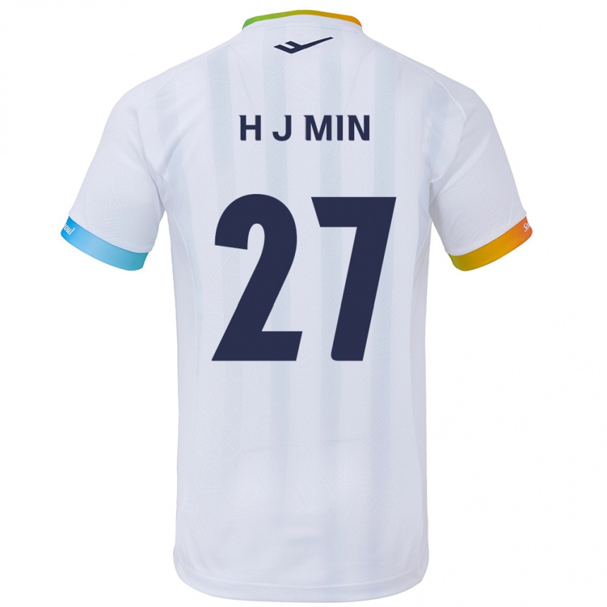 Niño Fútbol Camiseta Ji-Hoon Min #27 Blanco Azul 2ª Equipación 2024/25 Argentina