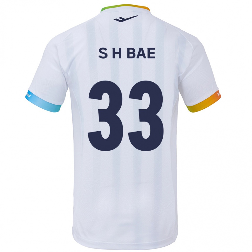 Niño Fútbol Camiseta Hyun-Seo Bae #33 Blanco Azul 2ª Equipación 2024/25 Argentina