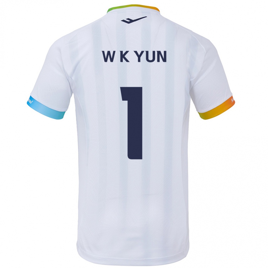 Niño Fútbol Camiseta Ki-Wook Yun #1 Blanco Azul 2ª Equipación 2024/25 Argentina