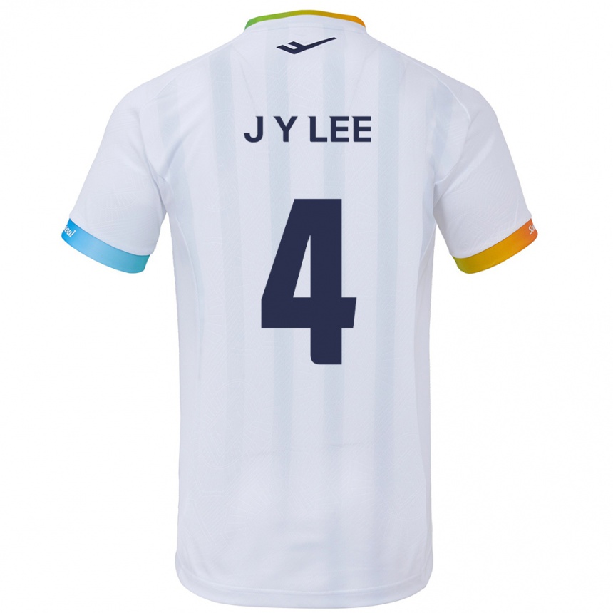 Niño Fútbol Camiseta Young-Jun Lee #4 Blanco Azul 2ª Equipación 2024/25 Argentina