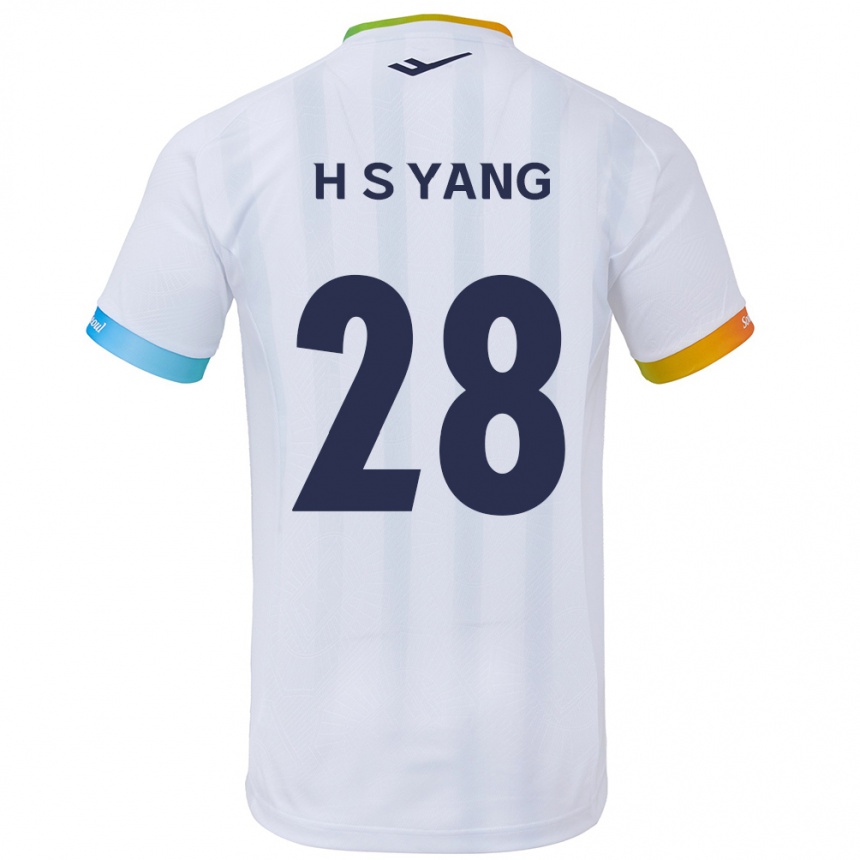 Niño Fútbol Camiseta Seung-Hyeon Yang #28 Blanco Azul 2ª Equipación 2024/25 Argentina