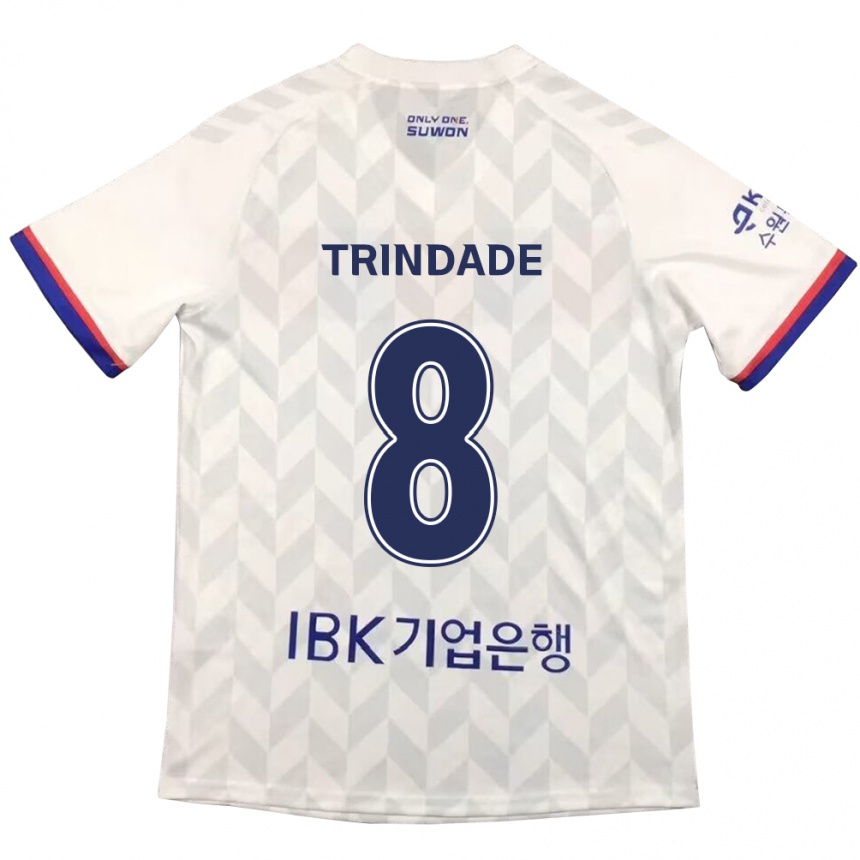 Niño Fútbol Camiseta Matheus Trindade #8 Blanco Azul 2ª Equipación 2024/25 Argentina