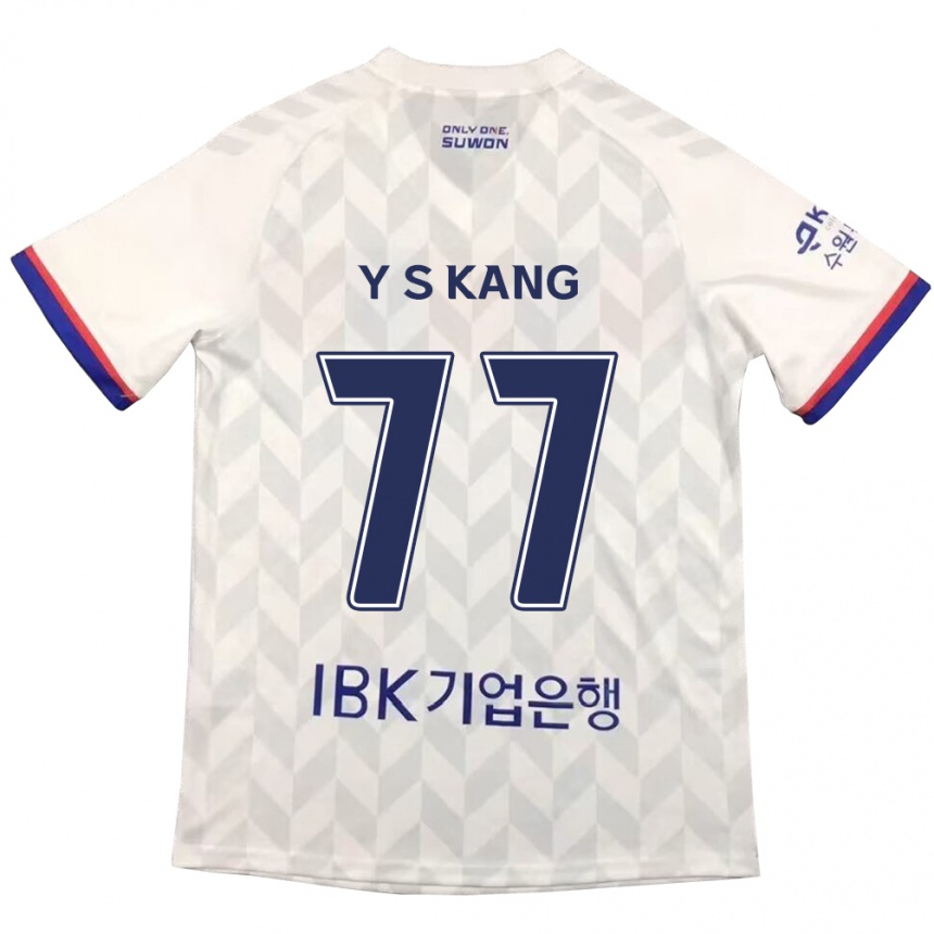 Niño Fútbol Camiseta Sang-Yun Kang #77 Blanco Azul 2ª Equipación 2024/25 Argentina