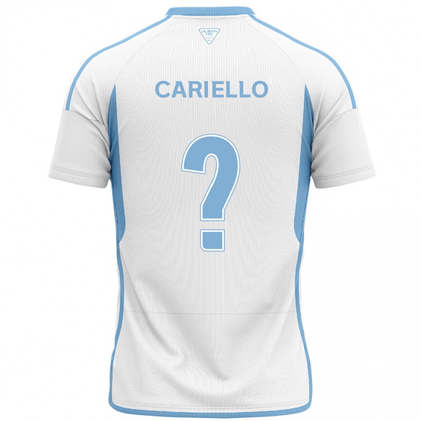 Niño Fútbol Camiseta Yago Cariello #0 Blanco Azul 2ª Equipación 2024/25 Argentina