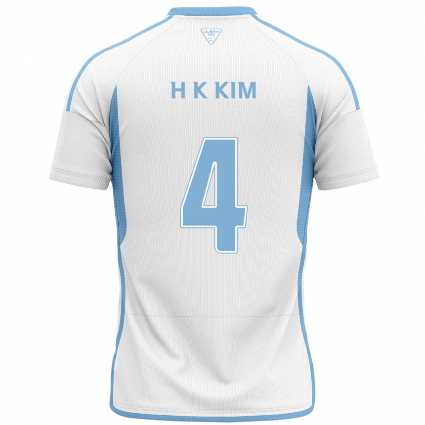 Niño Fútbol Camiseta Kee-Hee Kim #4 Blanco Azul 2ª Equipación 2024/25 Argentina