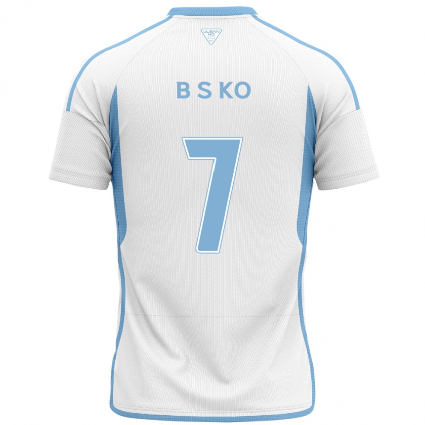 Niño Fútbol Camiseta Seung-Beom Ko #7 Blanco Azul 2ª Equipación 2024/25 Argentina