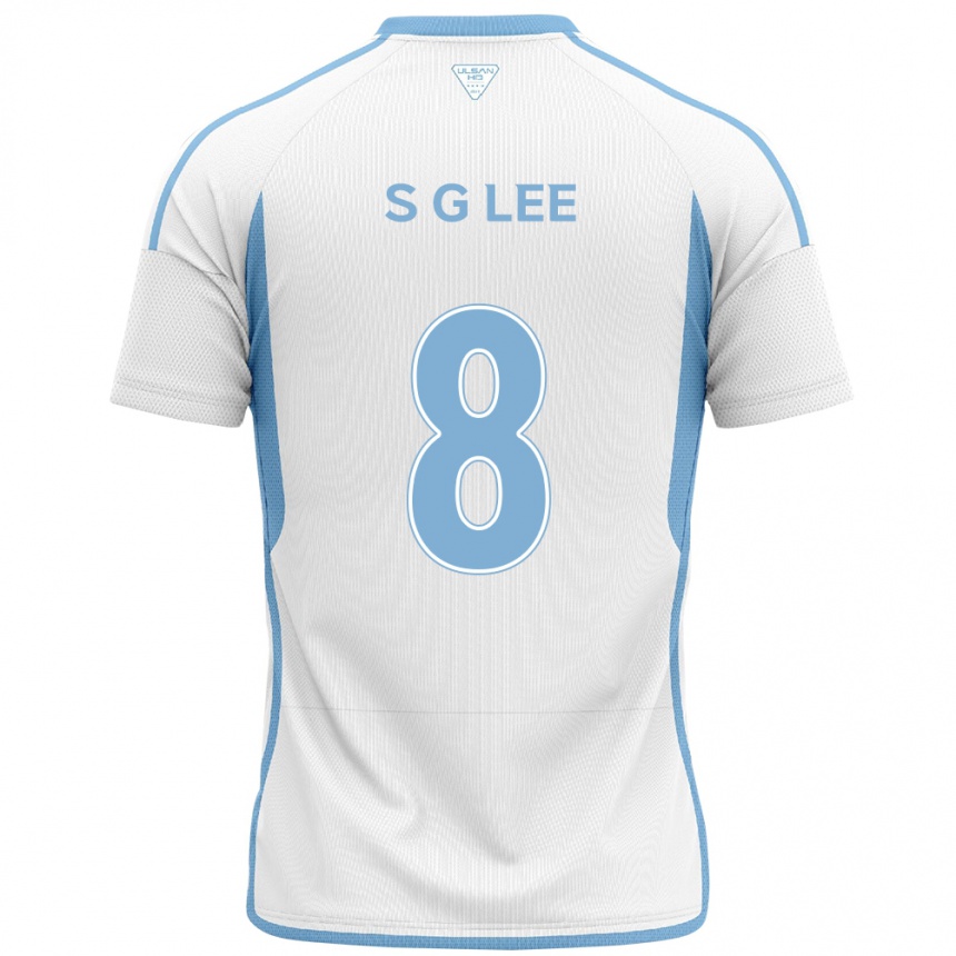 Niño Fútbol Camiseta Gyu-Sung Lee #8 Blanco Azul 2ª Equipación 2024/25 Argentina