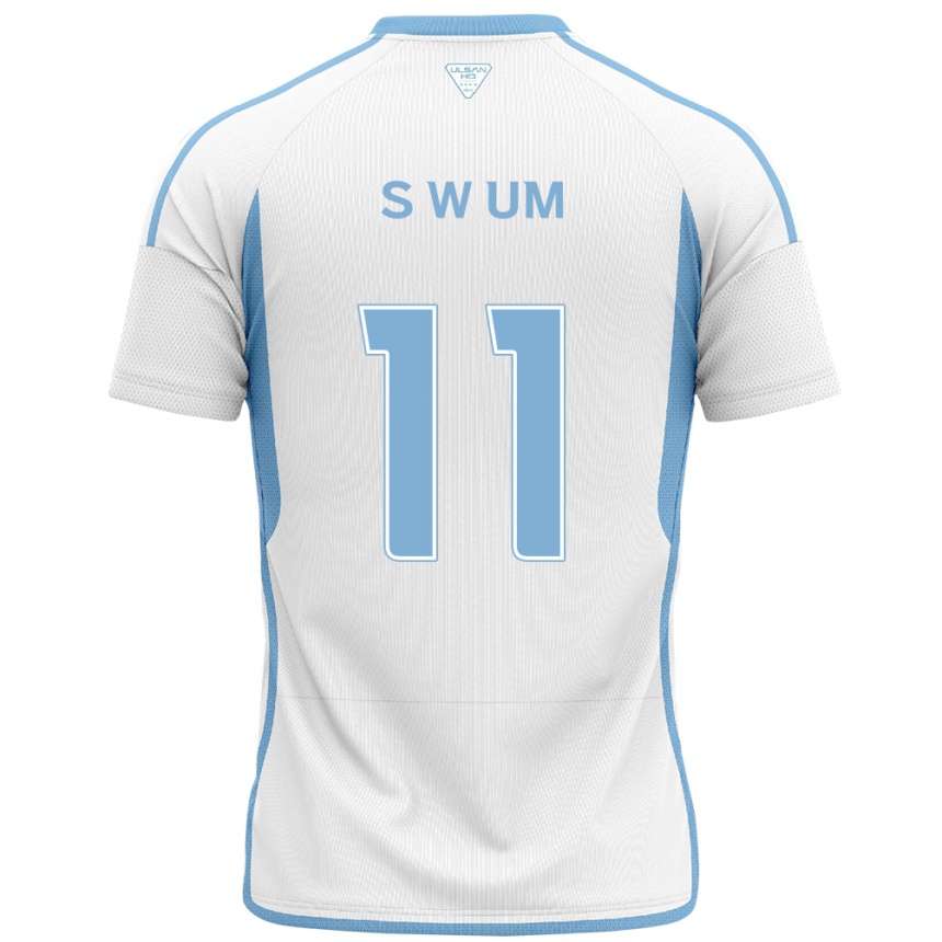 Niño Fútbol Camiseta Won-Sang Um #11 Blanco Azul 2ª Equipación 2024/25 Argentina