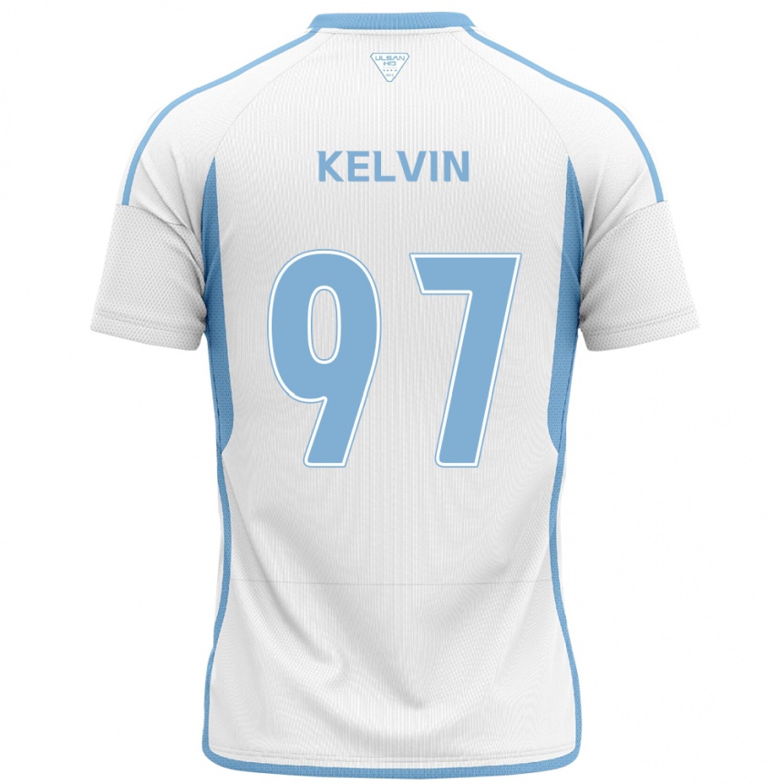 Niño Fútbol Camiseta Kelvin #97 Blanco Azul 2ª Equipación 2024/25 Argentina