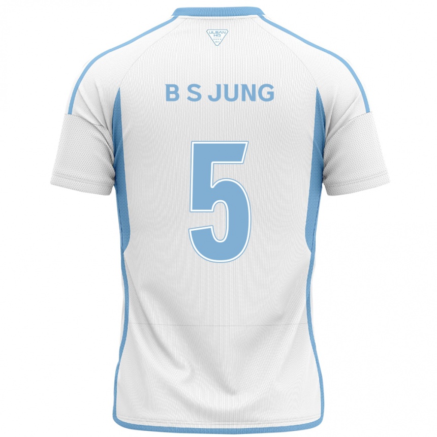 Niño Fútbol Camiseta Seong-Bin Jung #5 Blanco Azul 2ª Equipación 2024/25 Argentina