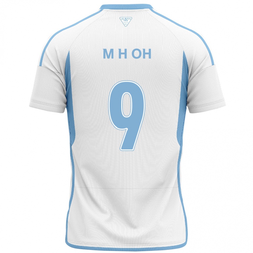 Niño Fútbol Camiseta Hyun-Min Oh #9 Blanco Azul 2ª Equipación 2024/25 Argentina