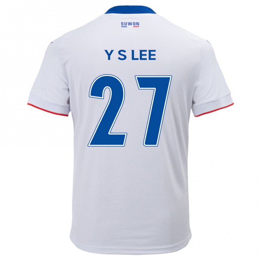 Niño Fútbol Camiseta Shi-Yeong Lee #27 Blanco Azul 2ª Equipación 2024/25 Argentina