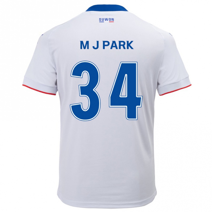 Niño Fútbol Camiseta Ji-Min Park #34 Blanco Azul 2ª Equipación 2024/25 Argentina