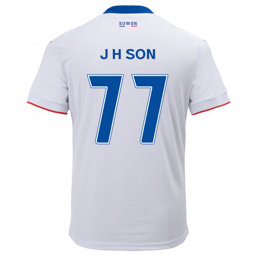 Niño Fútbol Camiseta Ho-Jun Son #77 Blanco Azul 2ª Equipación 2024/25 Argentina