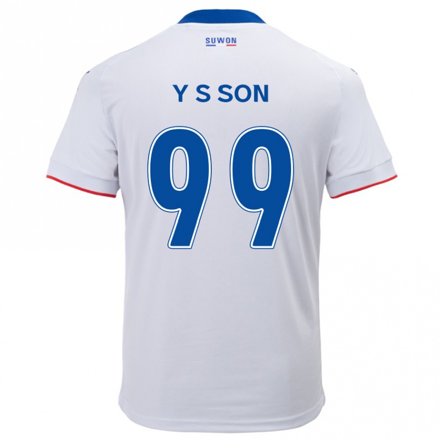 Niño Fútbol Camiseta Suk-Yong Son #99 Blanco Azul 2ª Equipación 2024/25 Argentina