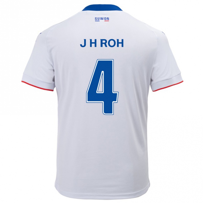 Niño Fútbol Camiseta Hyun-Jun Roh #4 Blanco Azul 2ª Equipación 2024/25 Argentina