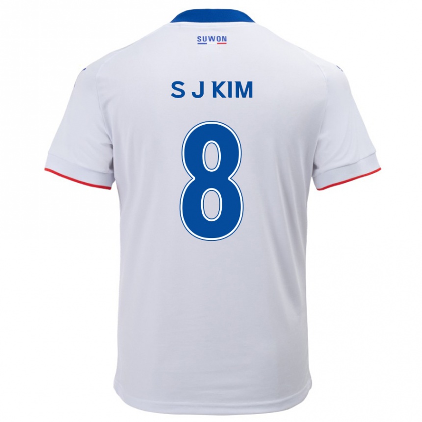 Niño Fútbol Camiseta Ji-Sung Kim #8 Blanco Azul 2ª Equipación 2024/25 Argentina