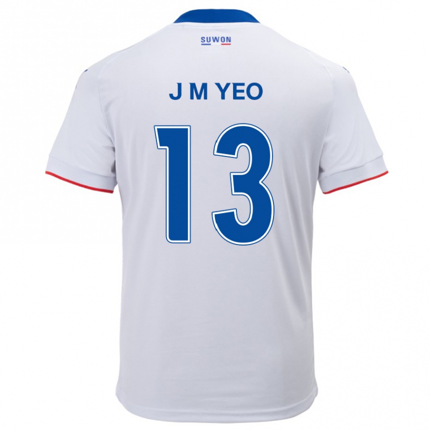 Niño Fútbol Camiseta Min-Jun Yeo #13 Blanco Azul 2ª Equipación 2024/25 Argentina