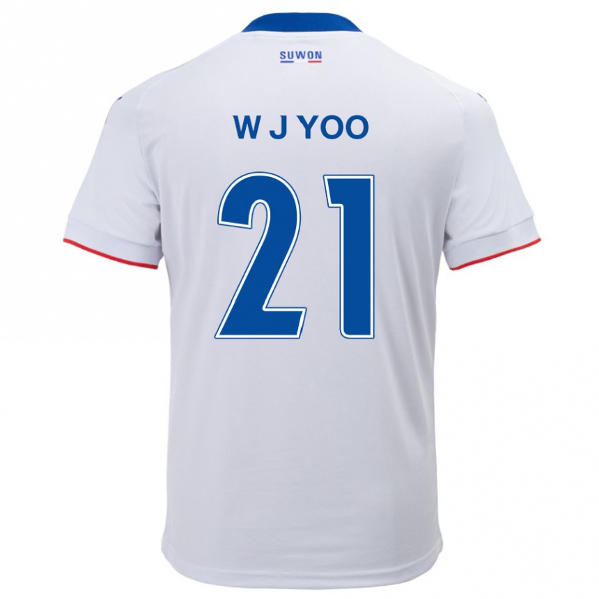 Niño Fútbol Camiseta Jin-Wook Yoo #21 Blanco Azul 2ª Equipación 2024/25 Argentina