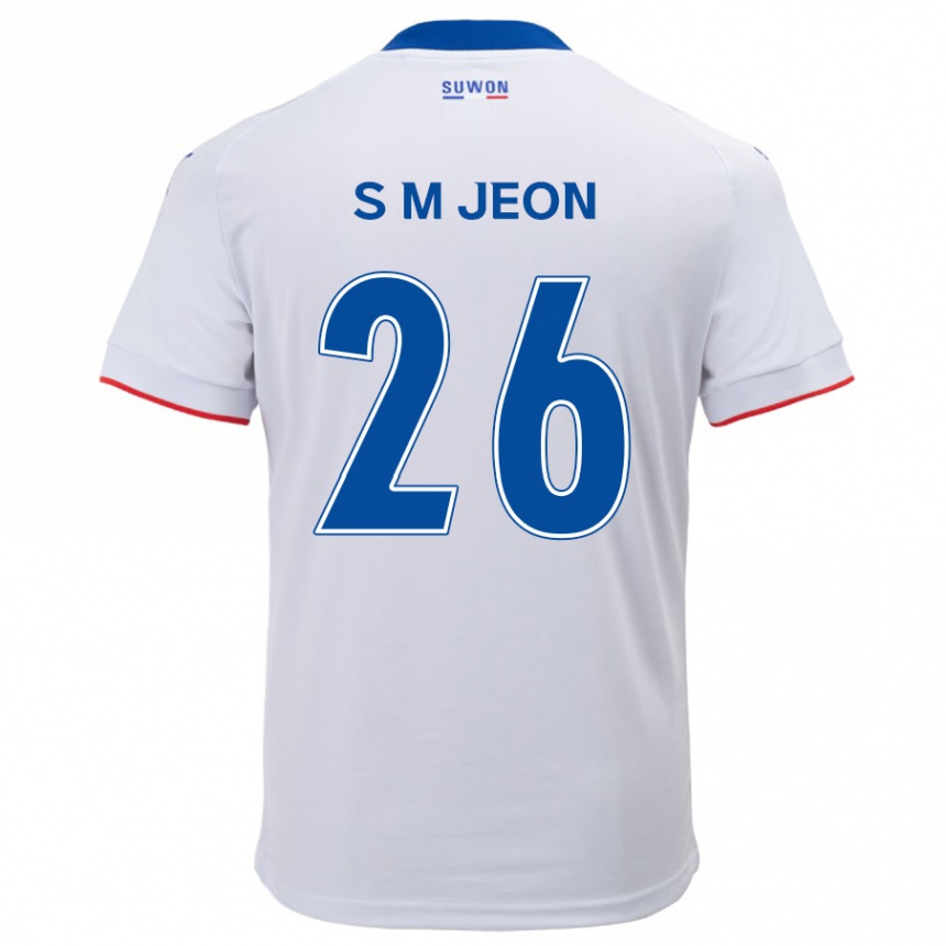 Niño Fútbol Camiseta Min-Seung Jeon #26 Blanco Azul 2ª Equipación 2024/25 Argentina