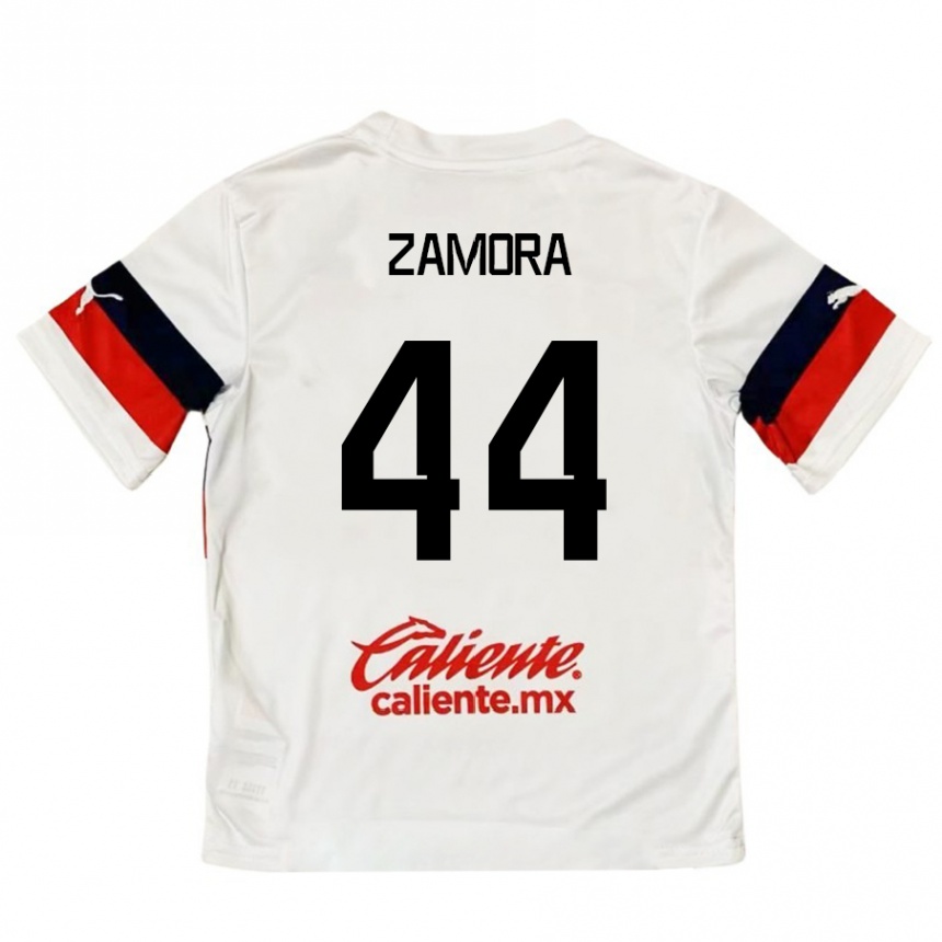 Niño Fútbol Camiseta Saúl Zamora #44 Blanco Rojo 2ª Equipación 2024/25 Argentina