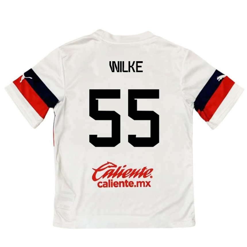 Niño Fútbol Camiseta Teun Wilke #55 Blanco Rojo 2ª Equipación 2024/25 Argentina