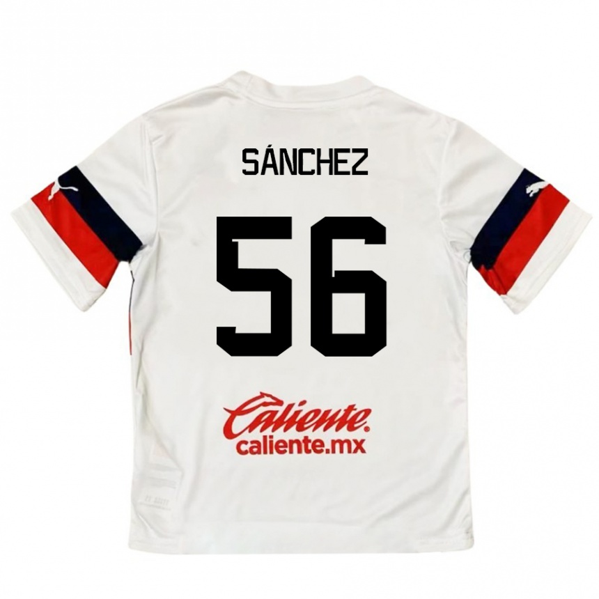 Niño Fútbol Camiseta Benjamín Sánchez #56 Blanco Rojo 2ª Equipación 2024/25 Argentina