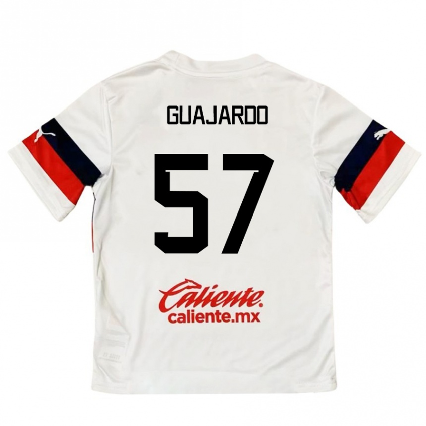 Niño Fútbol Camiseta Dylan Guajardo #57 Blanco Rojo 2ª Equipación 2024/25 Argentina