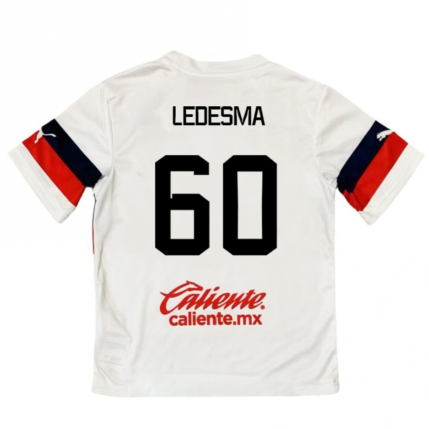 Niño Fútbol Camiseta Luis Ledesma #60 Blanco Rojo 2ª Equipación 2024/25 Argentina