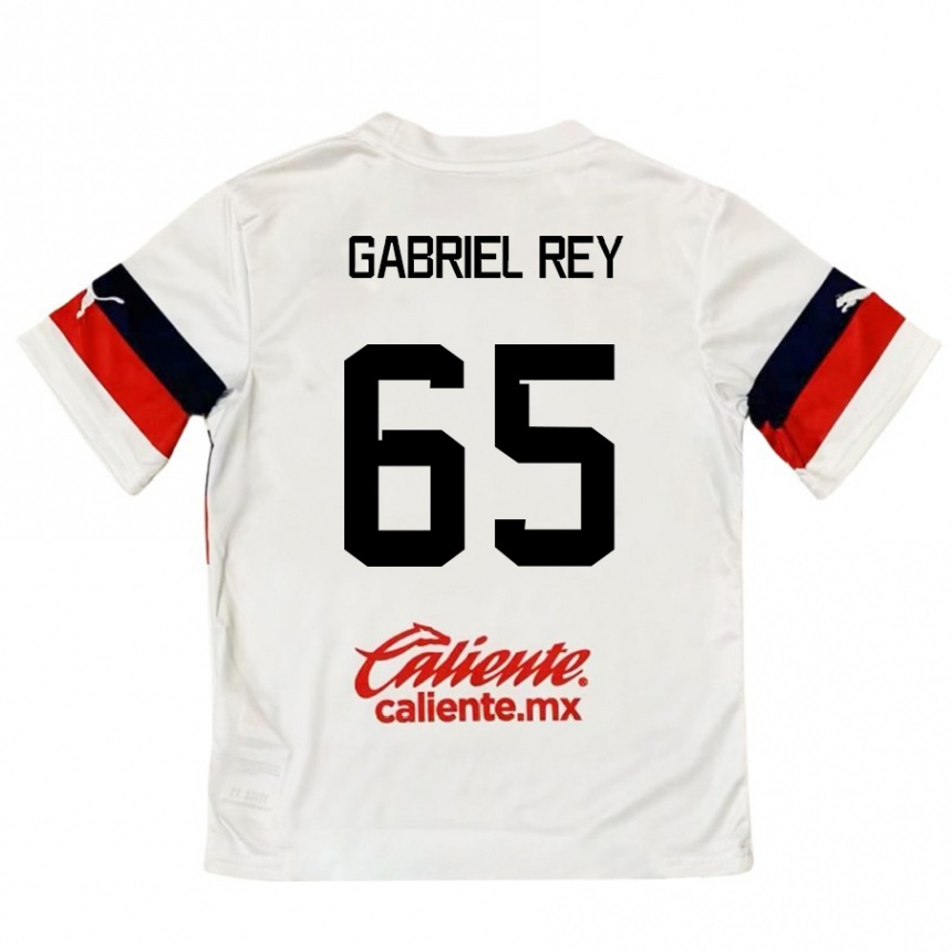 Niño Fútbol Camiseta Luis Gabriel Rey #65 Blanco Rojo 2ª Equipación 2024/25 Argentina