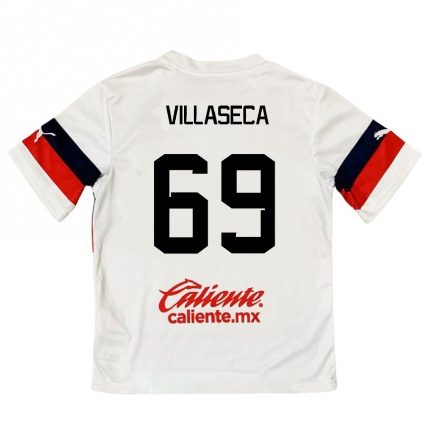 Niño Fútbol Camiseta Daniel Villaseca #69 Blanco Rojo 2ª Equipación 2024/25 Argentina