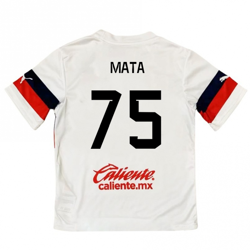 Niño Fútbol Camiseta Hugo Mata #75 Blanco Rojo 2ª Equipación 2024/25 Argentina