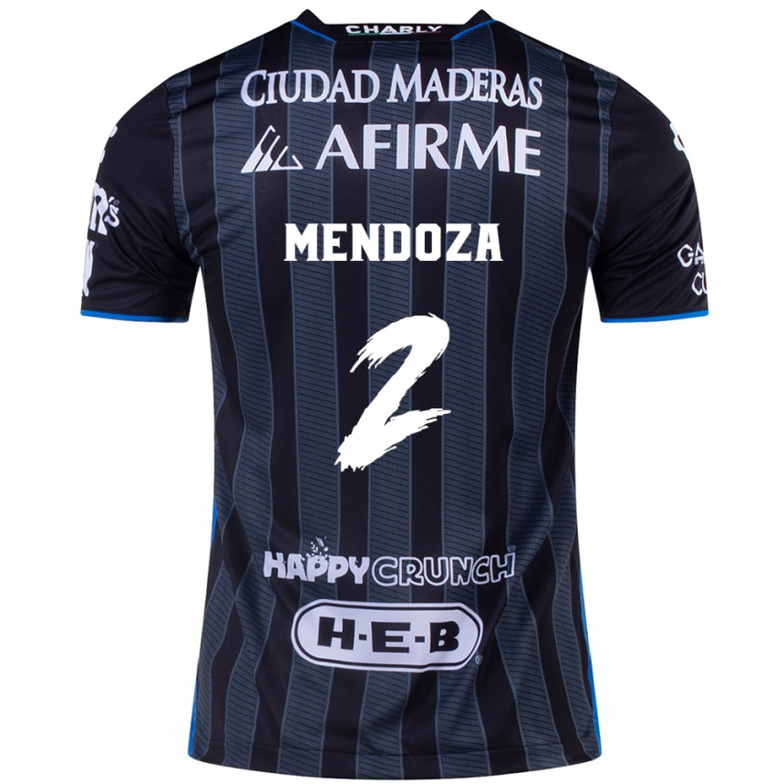 Niño Fútbol Camiseta Omar Mendoza #2 Blanco Negro 2ª Equipación 2024/25 Argentina