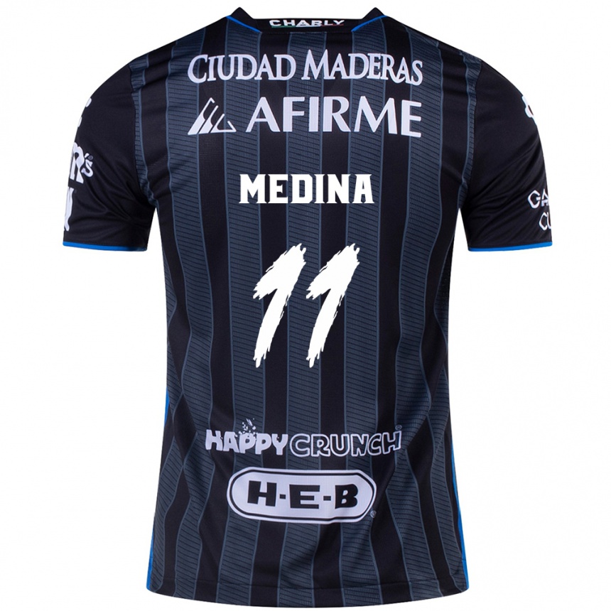 Niño Fútbol Camiseta Alan Medina #11 Blanco Negro 2ª Equipación 2024/25 Argentina