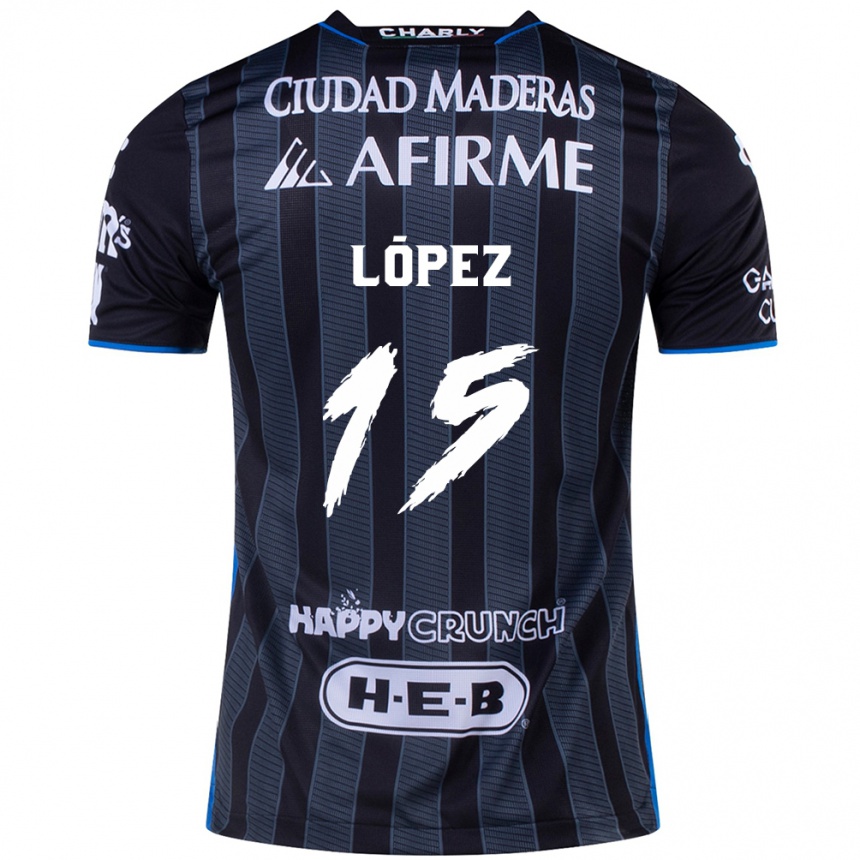 Niño Fútbol Camiseta Víctor López #15 Blanco Negro 2ª Equipación 2024/25 Argentina