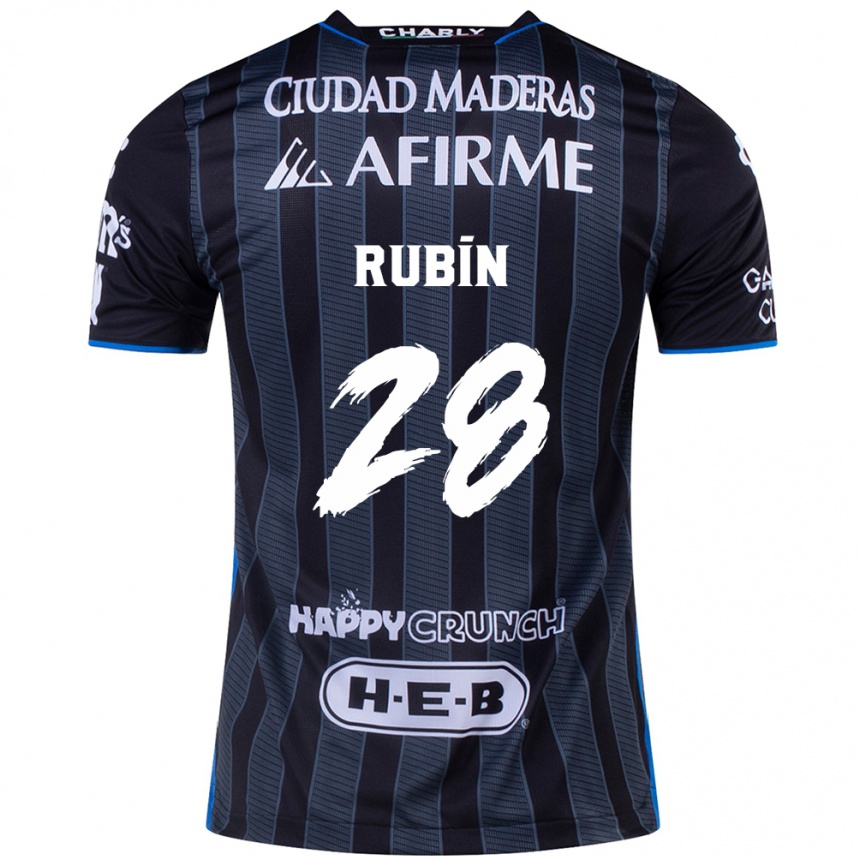 Niño Fútbol Camiseta Rubio Rubín #28 Blanco Negro 2ª Equipación 2024/25 Argentina