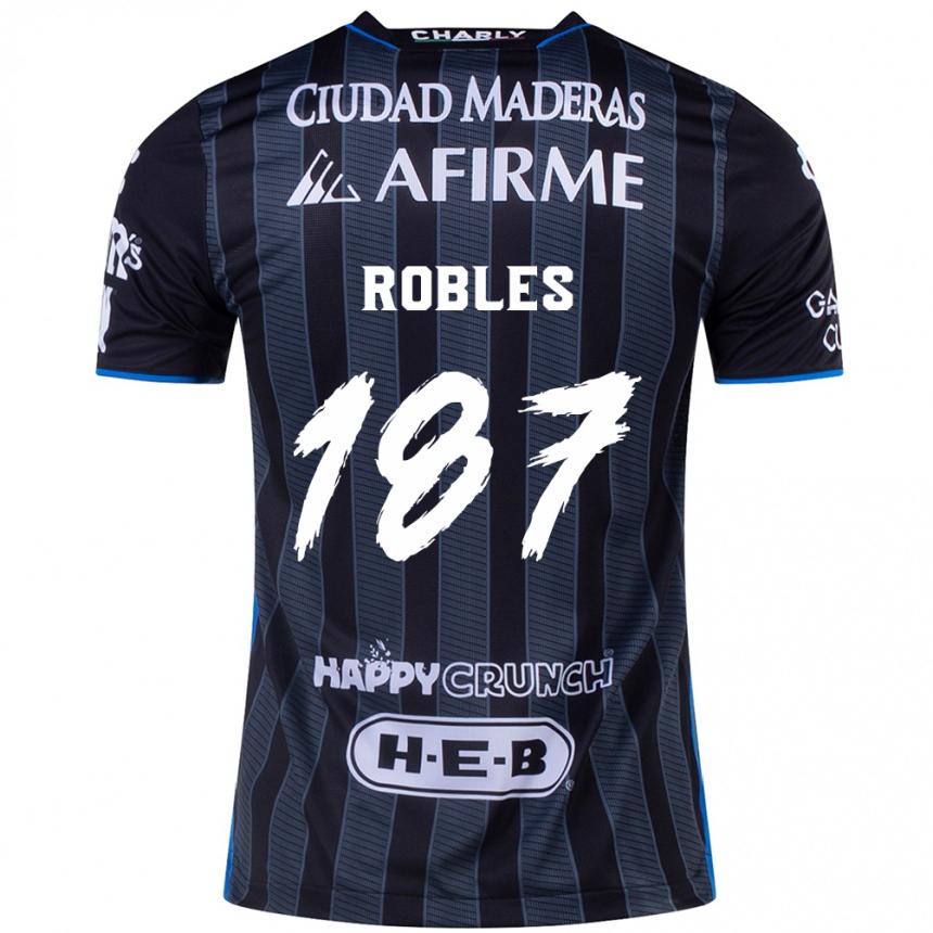 Niño Fútbol Camiseta Juan Robles #187 Blanco Negro 2ª Equipación 2024/25 Argentina